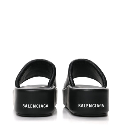 Balenciaga Smooth Nappa Logo Rise Platform Sandals 41 Black White 5 of 7