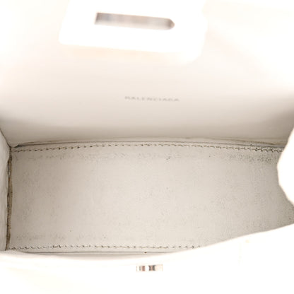 Balenciaga Shiny Calfskin Crocodile Embossed Hourglass Top Handle Bag XS White 5 of 19