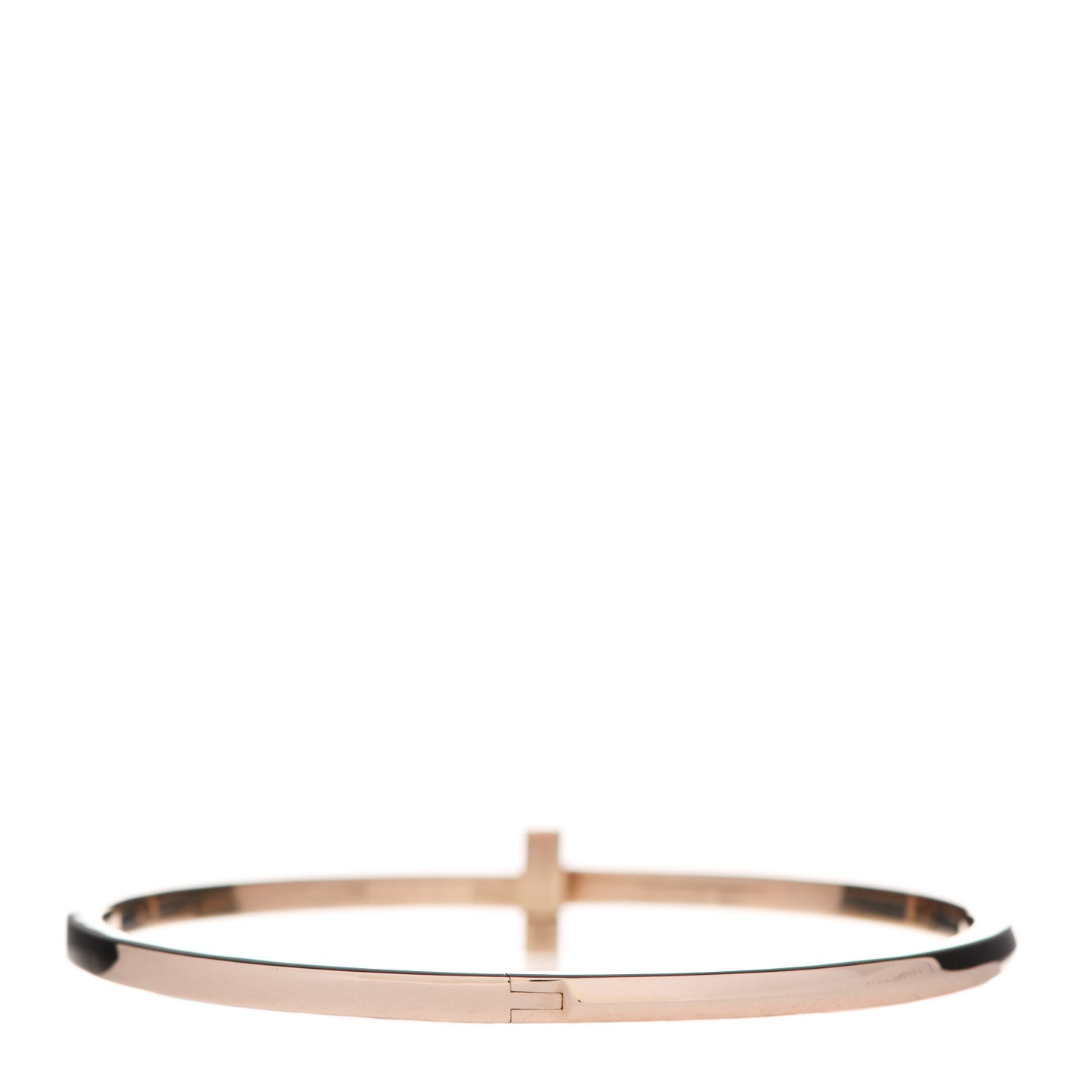 18K Rose Gold Narrow T T1 Hinged Bangle Bracelet