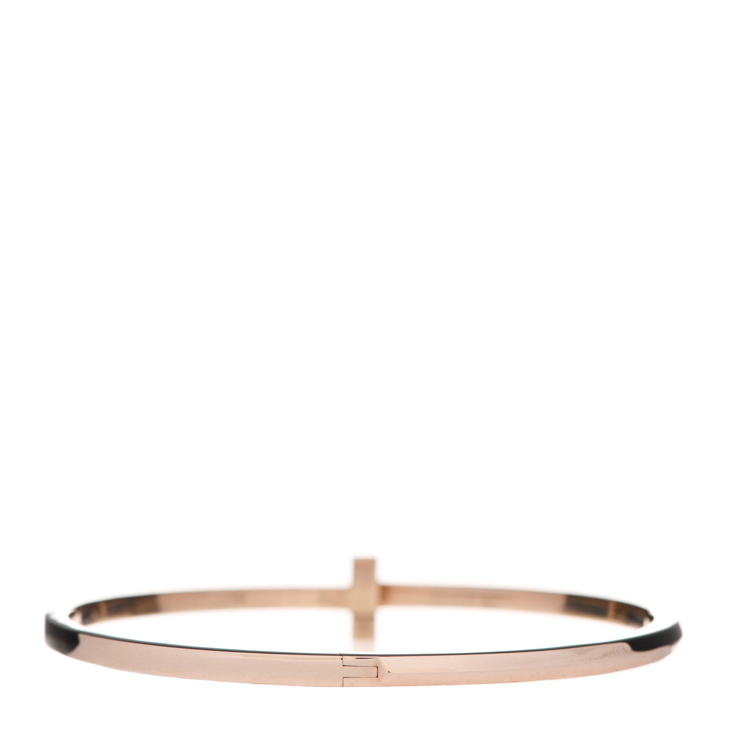 Tiffany 18K Rose Gold Narrow T T1 Hinged Bangle Bracelet 3 of 4