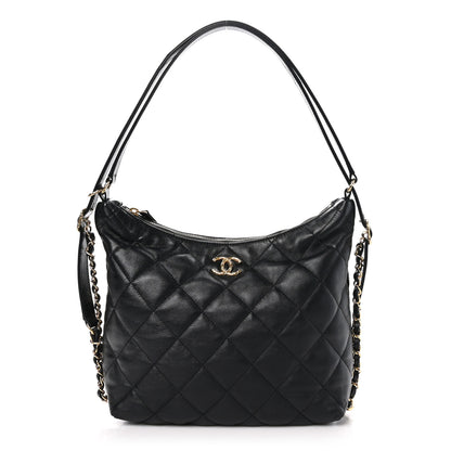 Chanel Lambskin Quilted Maxi Hobo Black 1 of 11