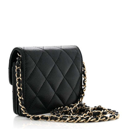 Chanel Caviar Quilted Flap Card Holder On Chain Black 2 of 10