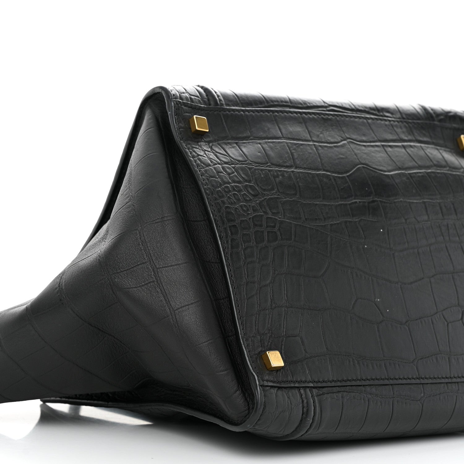 Celine Calfskin Crocodile Embossed Medium Phantom Luggage Black 9 of 17