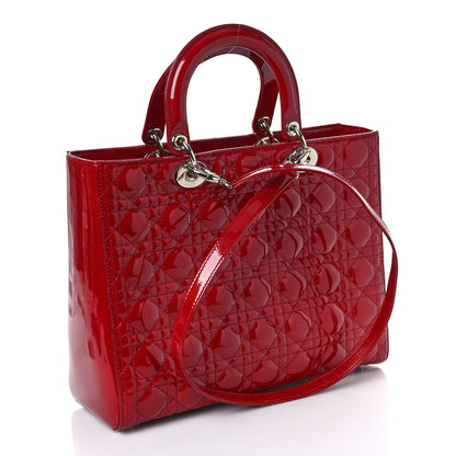 Christian Dior Patent Cannage Large Lady Dior Red 3 of 9