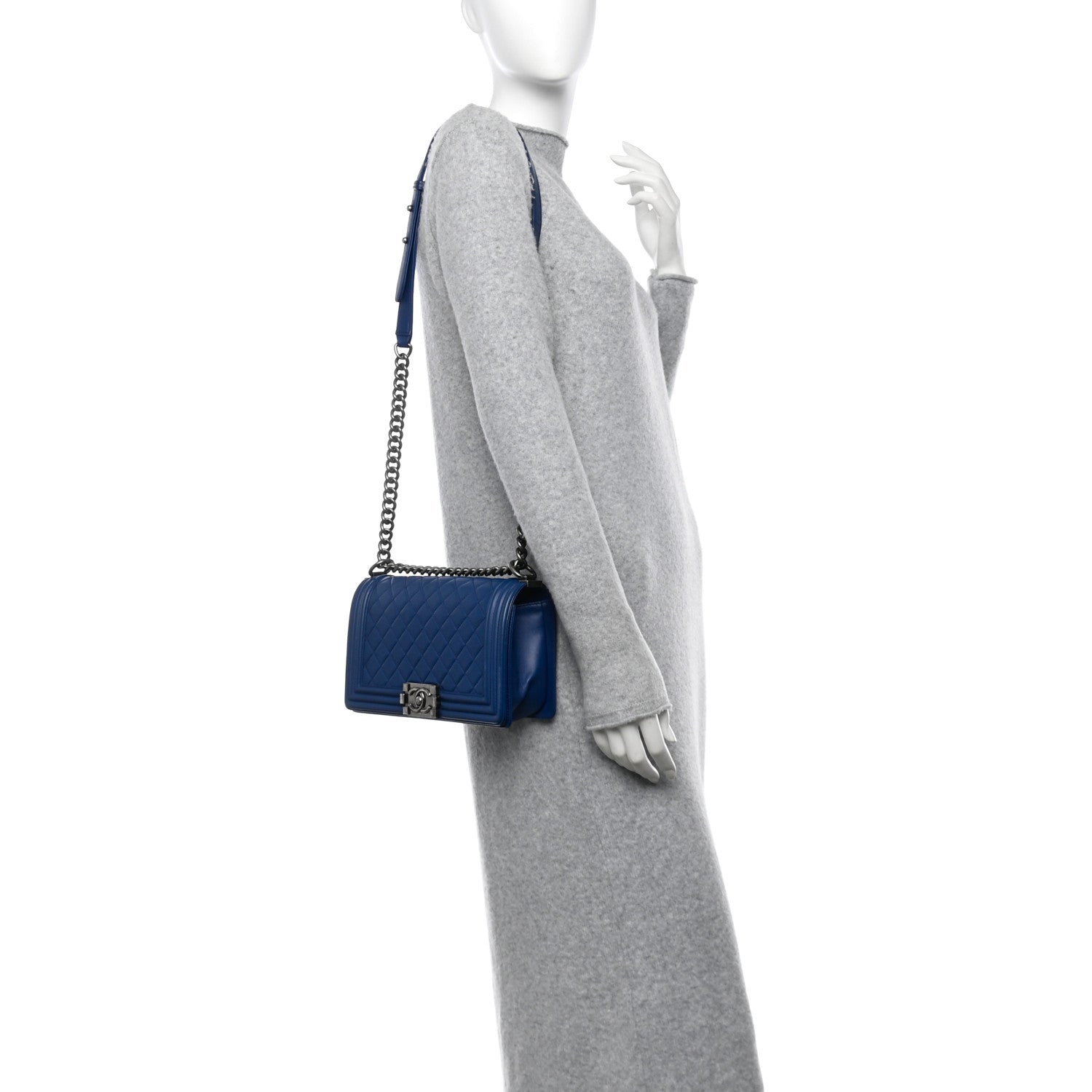 Chanel Lambskin Quilted Medium Boy Flap Blue 2 of 11