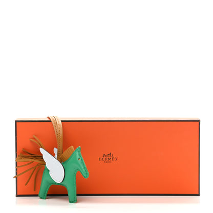 Hermes Milo Lambskin Grigri Rodeo Pegase Horse Bag Charm PM Menthe Sesame Bleu Brume 5 of 5