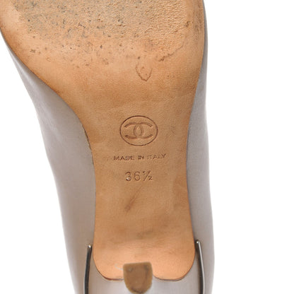 Chanel Metallic Calfskin CC Peep Toe Pumps 36.5 Beige 8 of 10