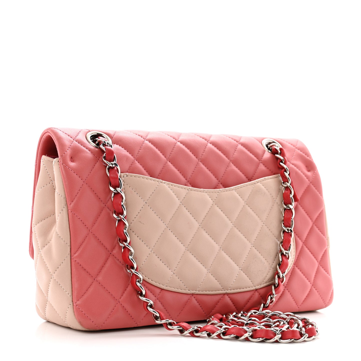 Lambskin Quilted Tri-Color Medium Valentine Charms Single Flap Pink