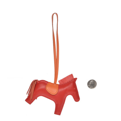 Hermes Milo Lambskin Grigri Rodeo Horse Bag Charm MM Rouge Rose Indien Jaipur Feu 2 of 4
