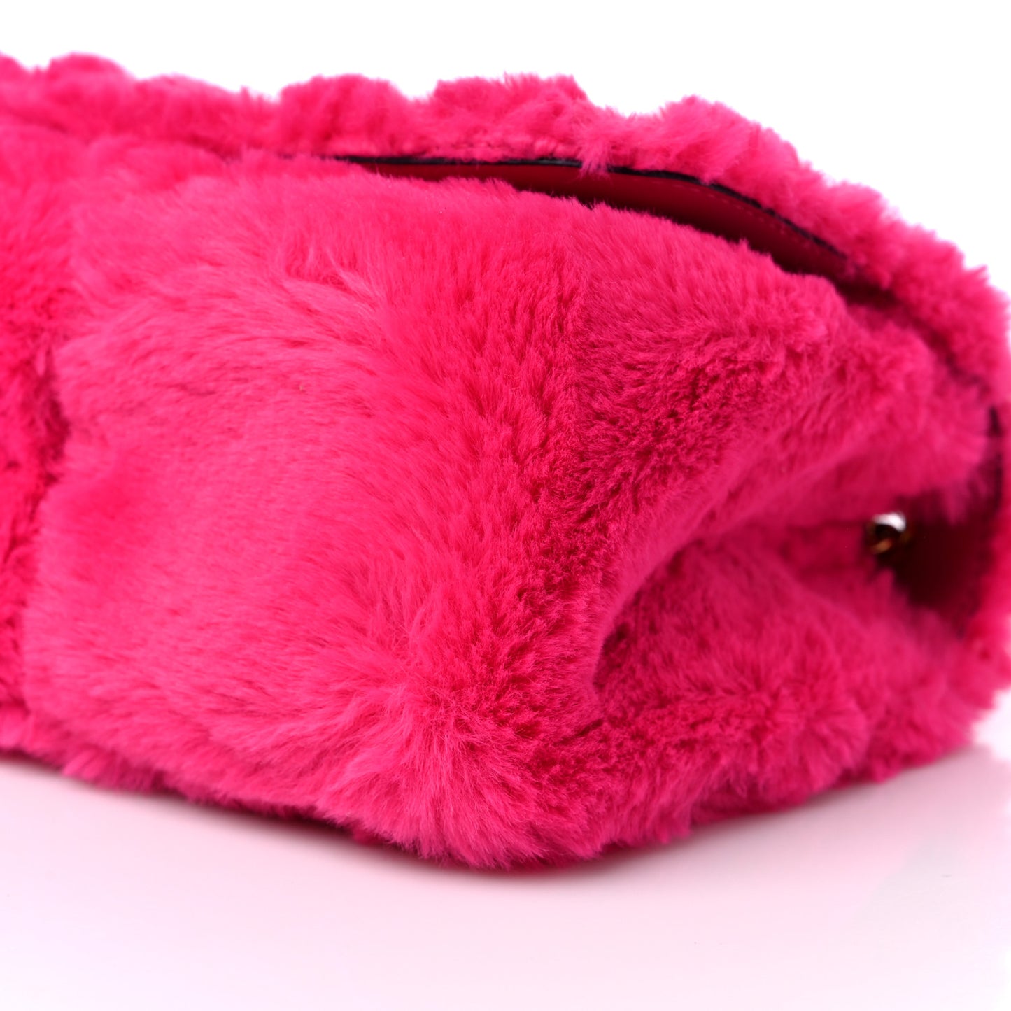 Faux Fur Quilted Virtus Shoulder Bag Fuxia