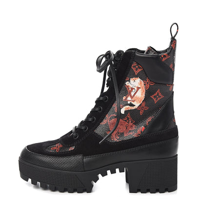 Louis Vuitton Suede Calfskin Catogram Laureate Platform Desert Boots 37 Black Marron 1 of 8