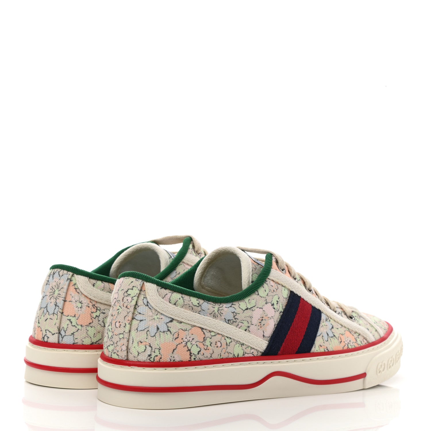 Gucci X LIBERTY OF LONDON Canvas Web Tracy Print Womens 1977 Tennis Sneakers 37.5 Mint Peach Mystic White 4 of 8