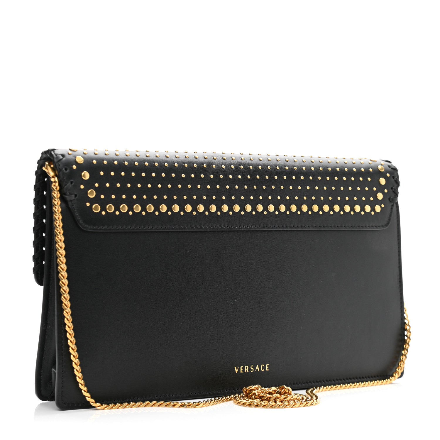 Versace Nappa Whipstitch Icon Western Chain Shoulder Bag Black 3 of 10