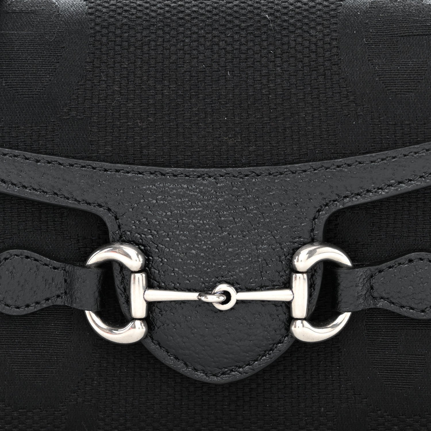 Gucci Monogram Jumbo GG Textured Dollar Calfskin Mini Horsebit 1955 Shoulder Bag Black 8 of 10