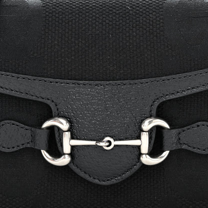 Gucci Monogram Jumbo GG Textured Dollar Calfskin Mini Horsebit 1955 Shoulder Bag Black 8 of 10