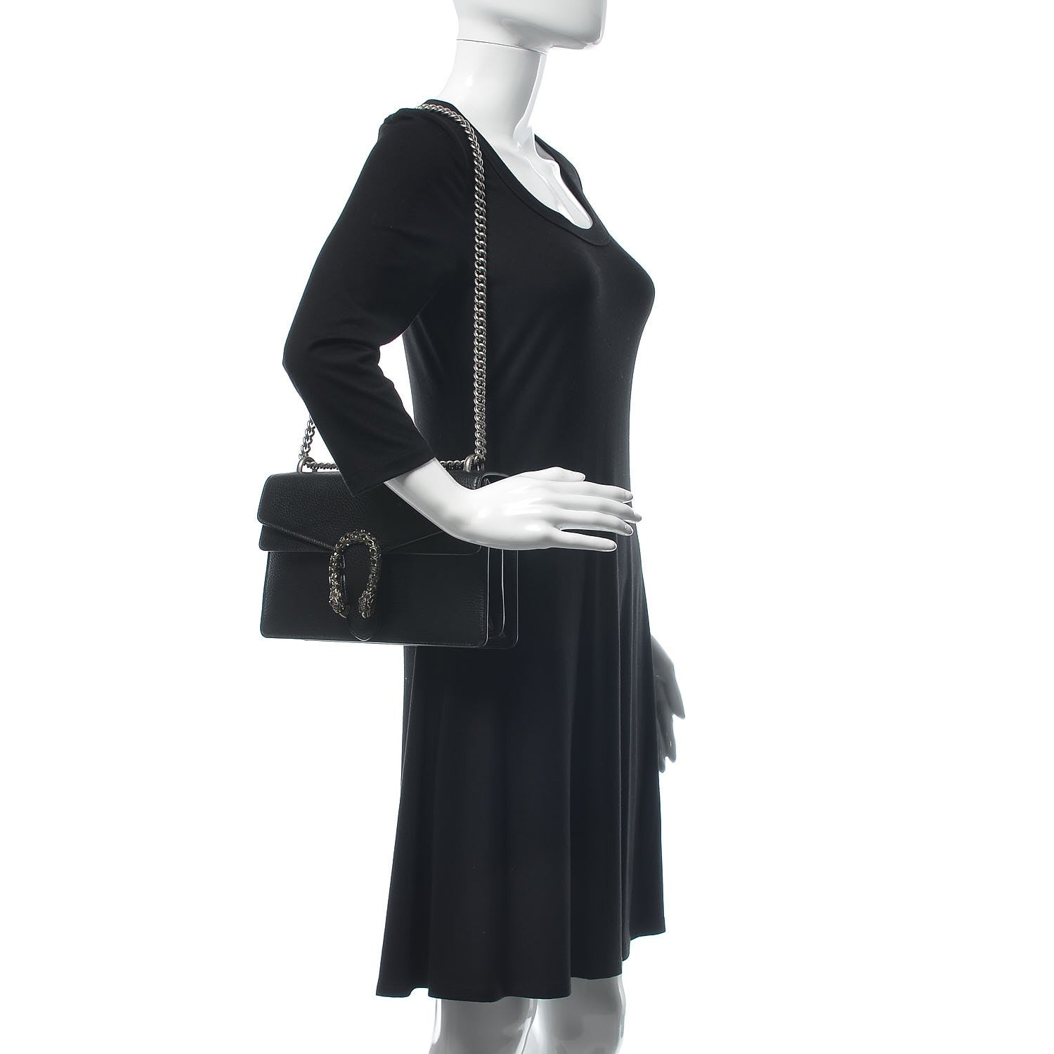 Gucci Pebbled Calfskin Small Dionysus Shoulder Bag Black 2 of 11