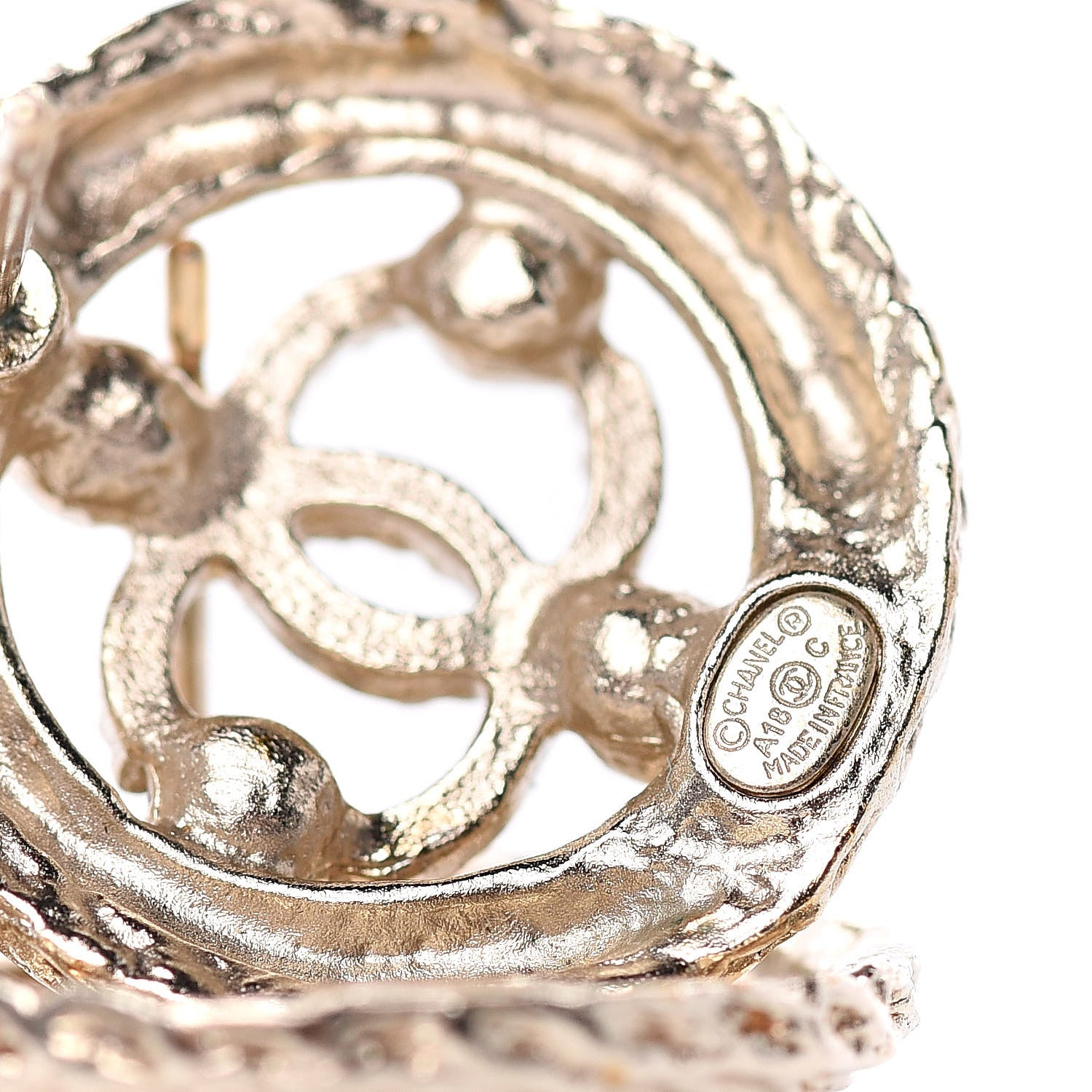 Chanel Pearl CC Round Rope Earrings Gold 3 of 5