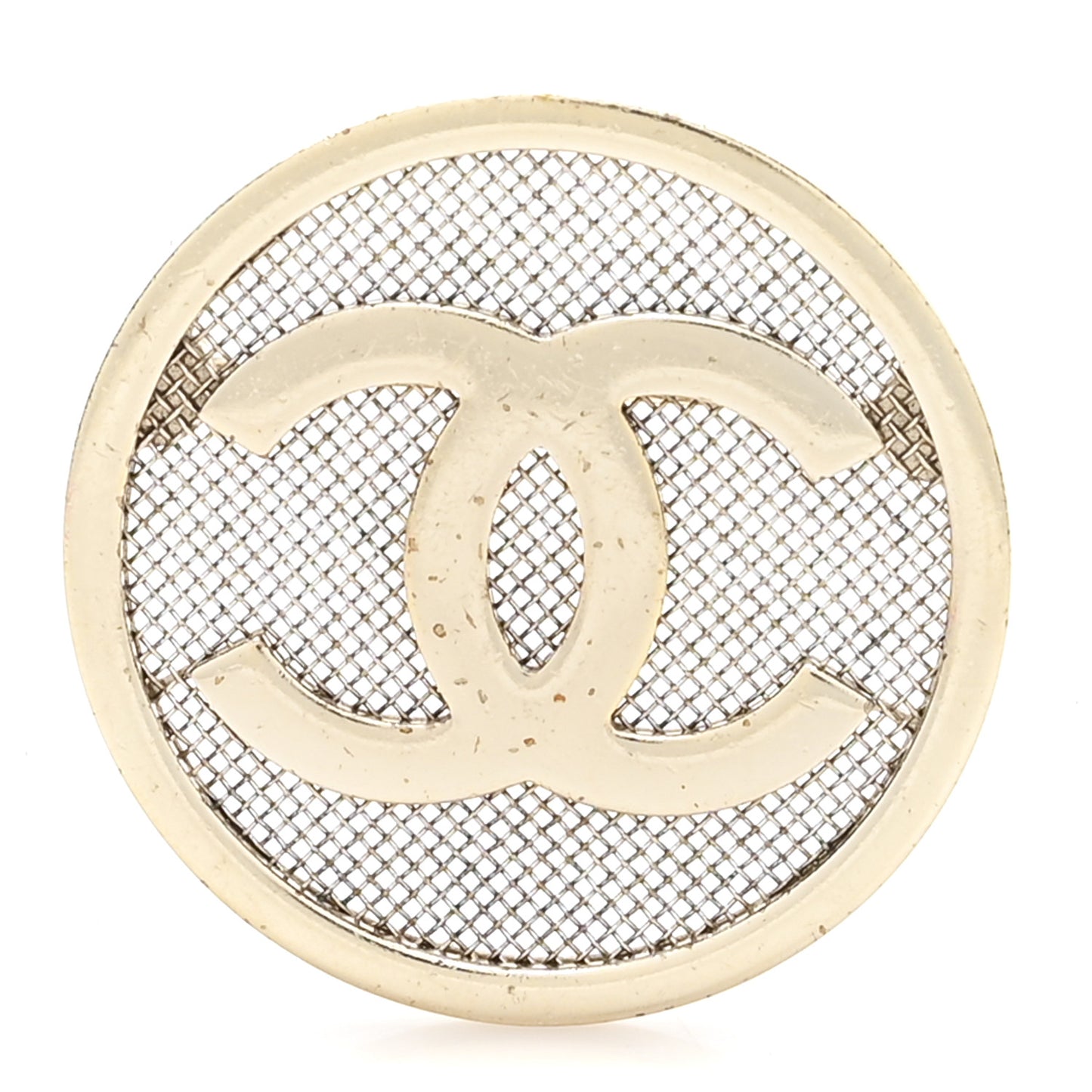 Mesh Circle CC Brooch Gold