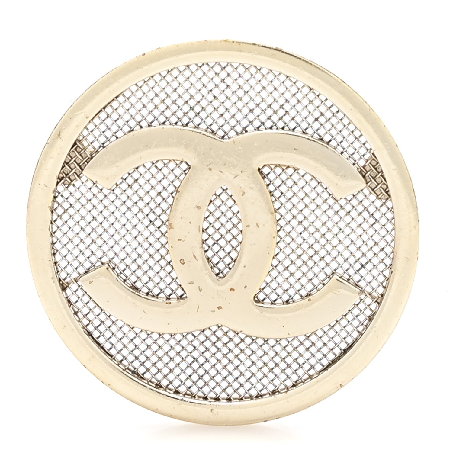 Chanel Mesh Circle CC Brooch Gold 1 of 3