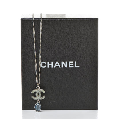 Chanel Enamel CC Drop Necklace Silver 6 of 6