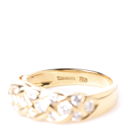 Tiffany 18K Yellow Gold Diamond Woven Band Ring 47 4.25 5 of 6