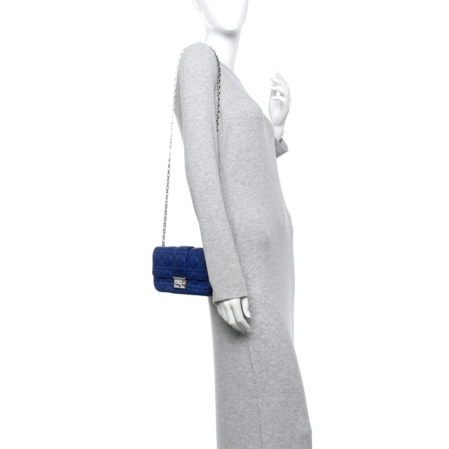 Lambskin Cannage Miss Dior Small Promenade Pouch Blue