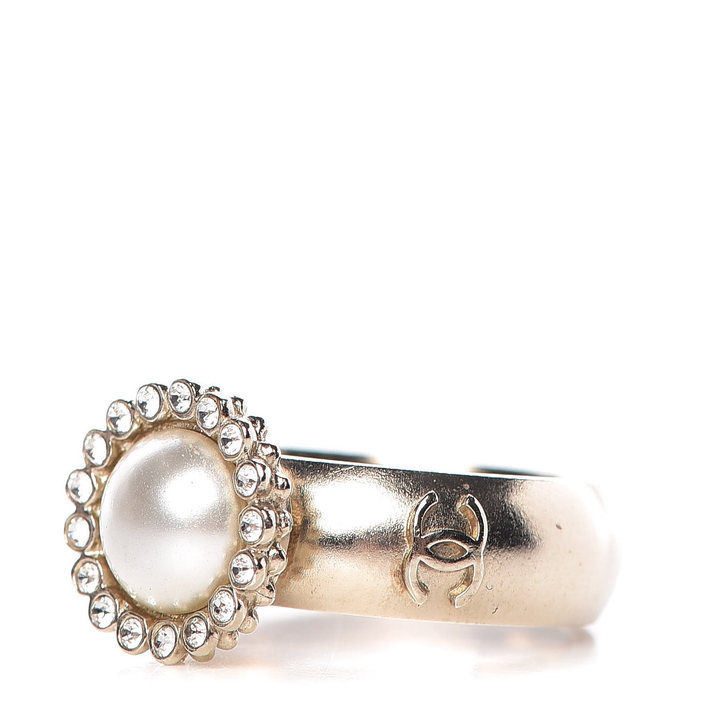 Pearl Crystal CC Ring 53 6.25 Gold Pearly White
