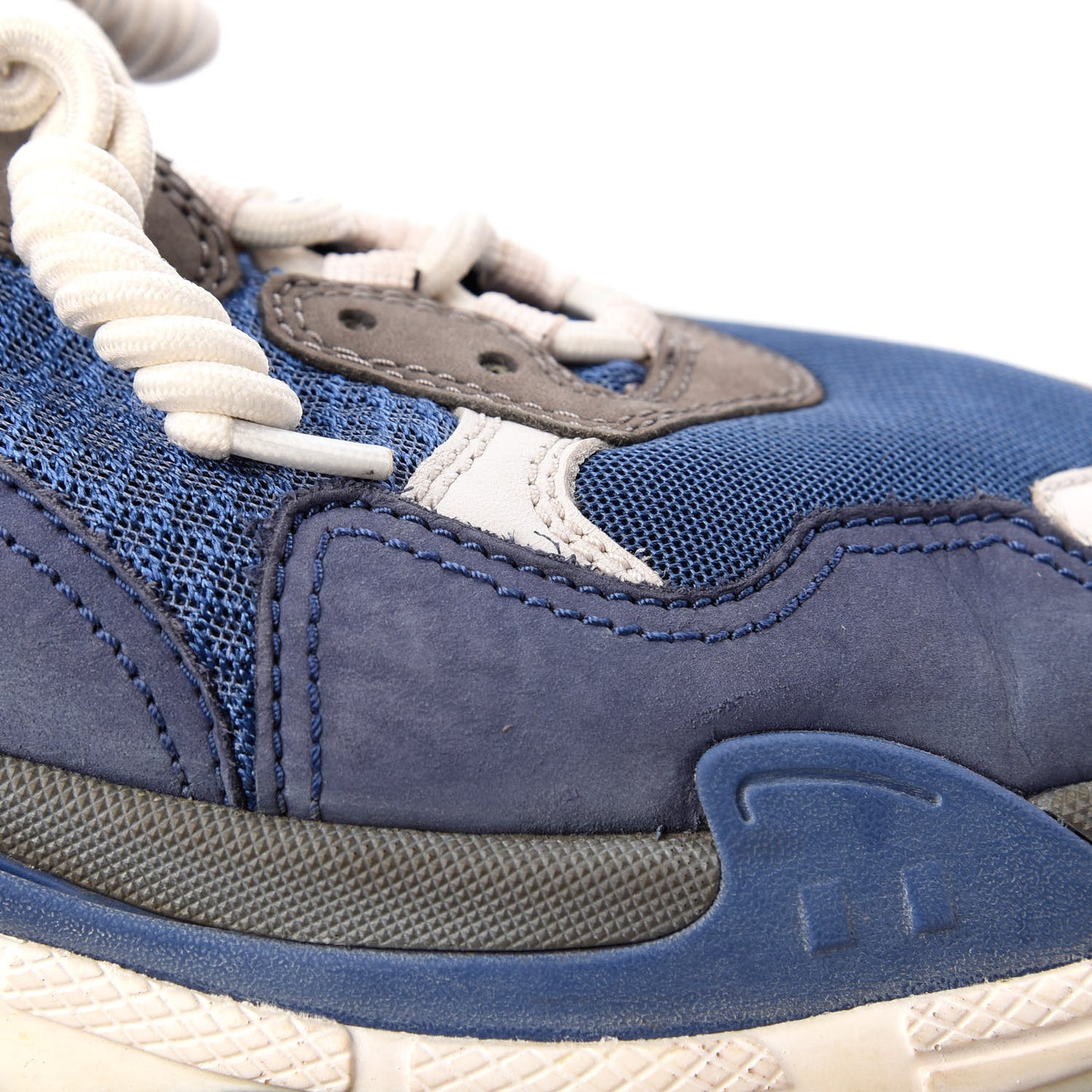 Mesh Nubuck Mens Triple S Sneakers 44 Navy Gris
