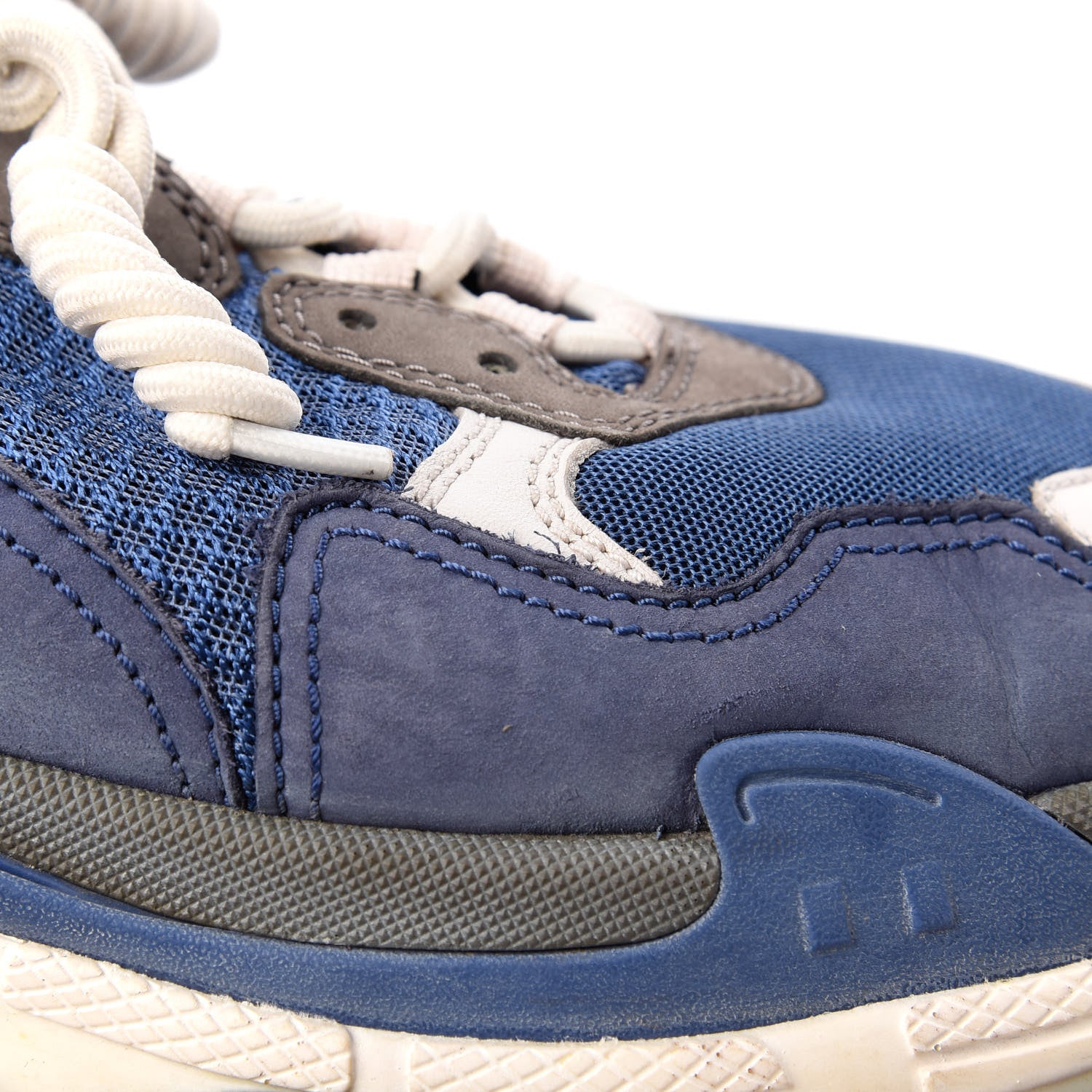 Balenciaga Mesh Nubuck Mens Triple S Sneakers 44 Navy Gris 10 of 10