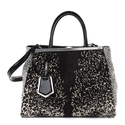 Fendi Calf Hair Patent Regular 2jours Tote Black White 1 of 12