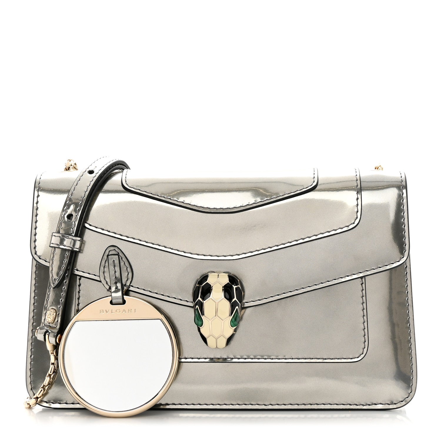 Bulgari Metallic Calfskin Serpenti Forever Crossbody Bag Silver 1 of 12