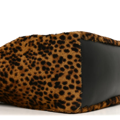 Saint Laurent Pony Hair Nappa Leopard Print Le 5 A 7 Bea Tote Earth Black 17 of 19