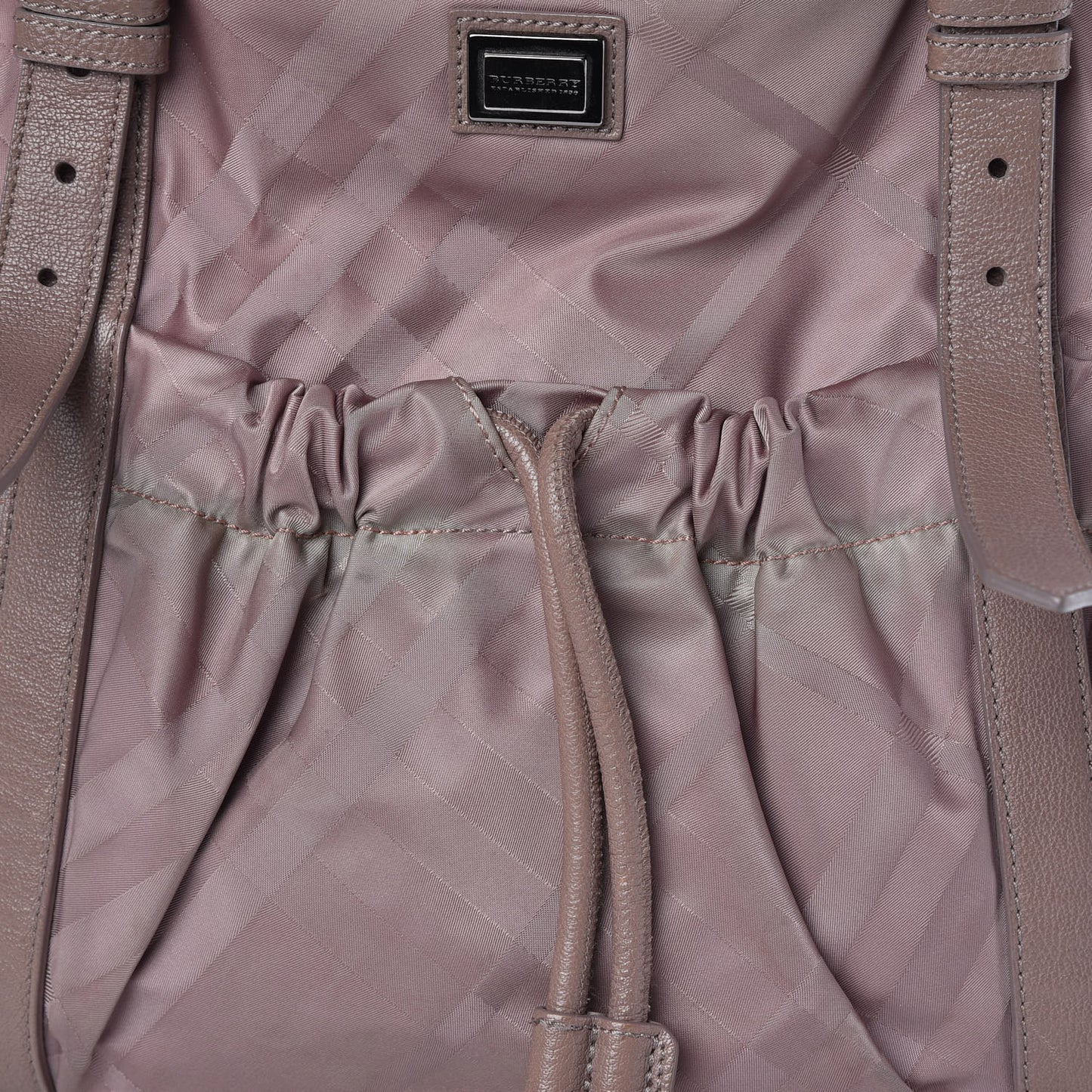 Nylon Tonal Check Drawstring Tote Light Pink