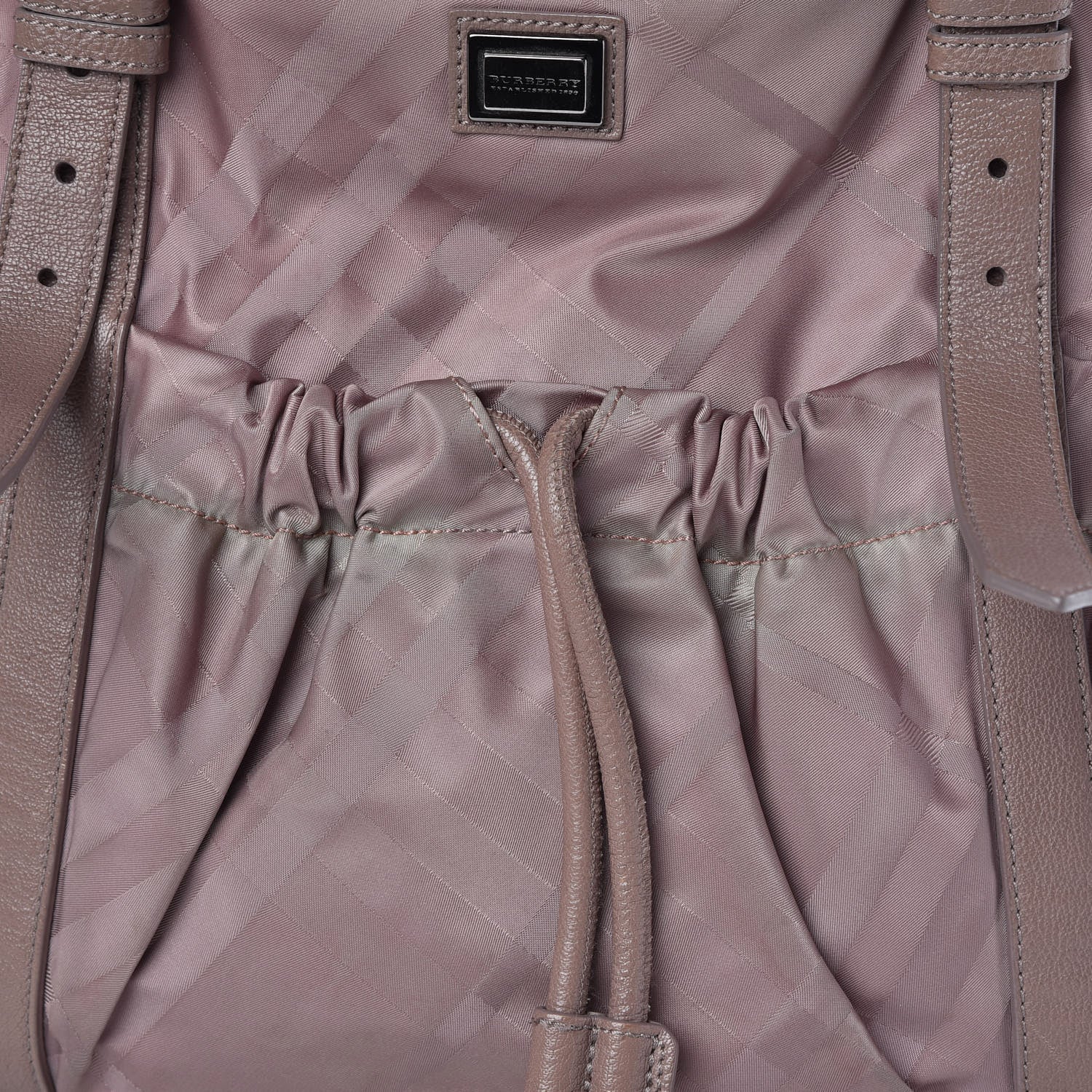Burberry Nylon Tonal Check Drawstring Tote Light Pink 11 of 12