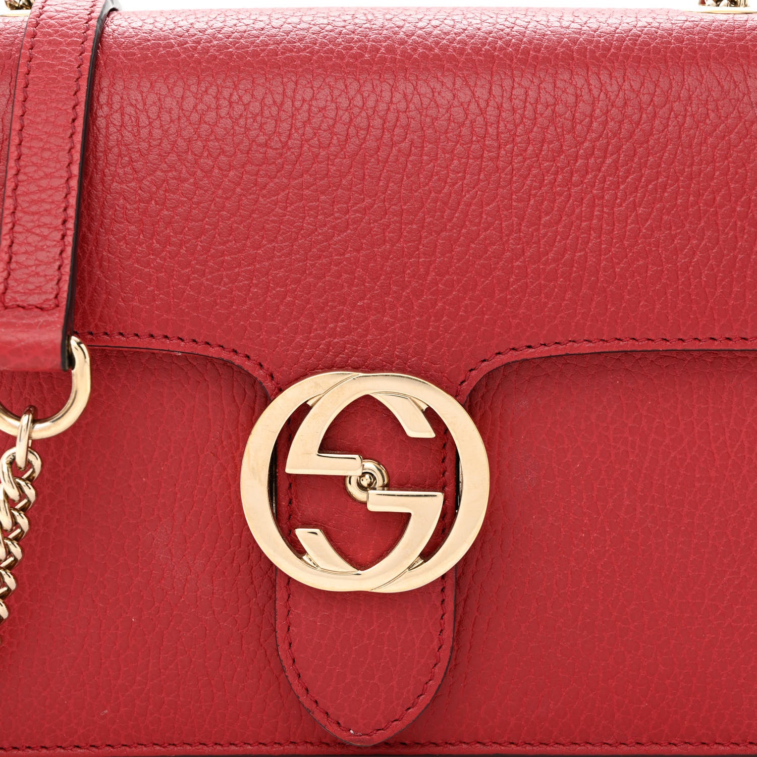 Gucci Dollar Calfskin Small Interlocking G Shoulder Bag Red 9 of 11