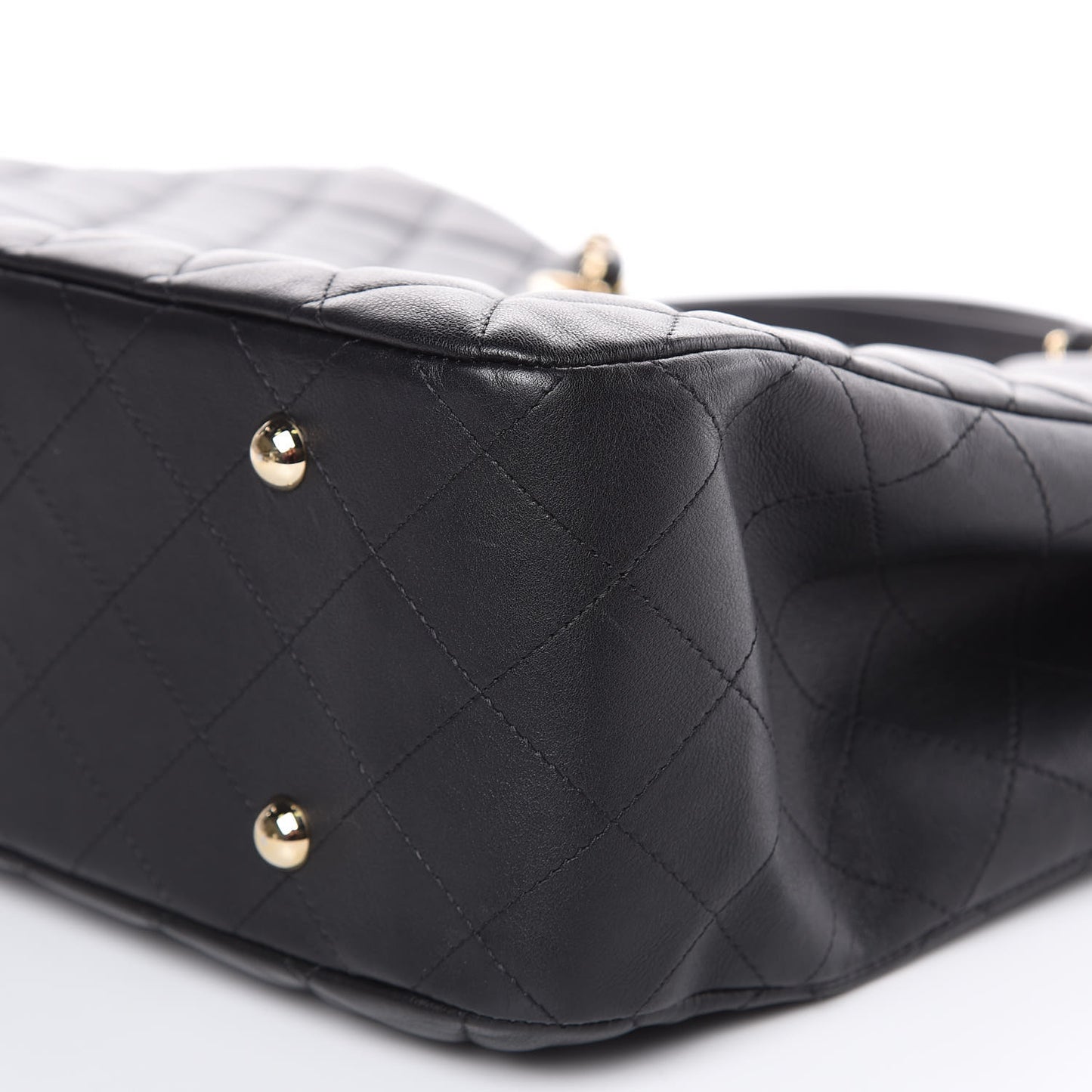 Calfskin Quilted Large CC Shopping Tote Black