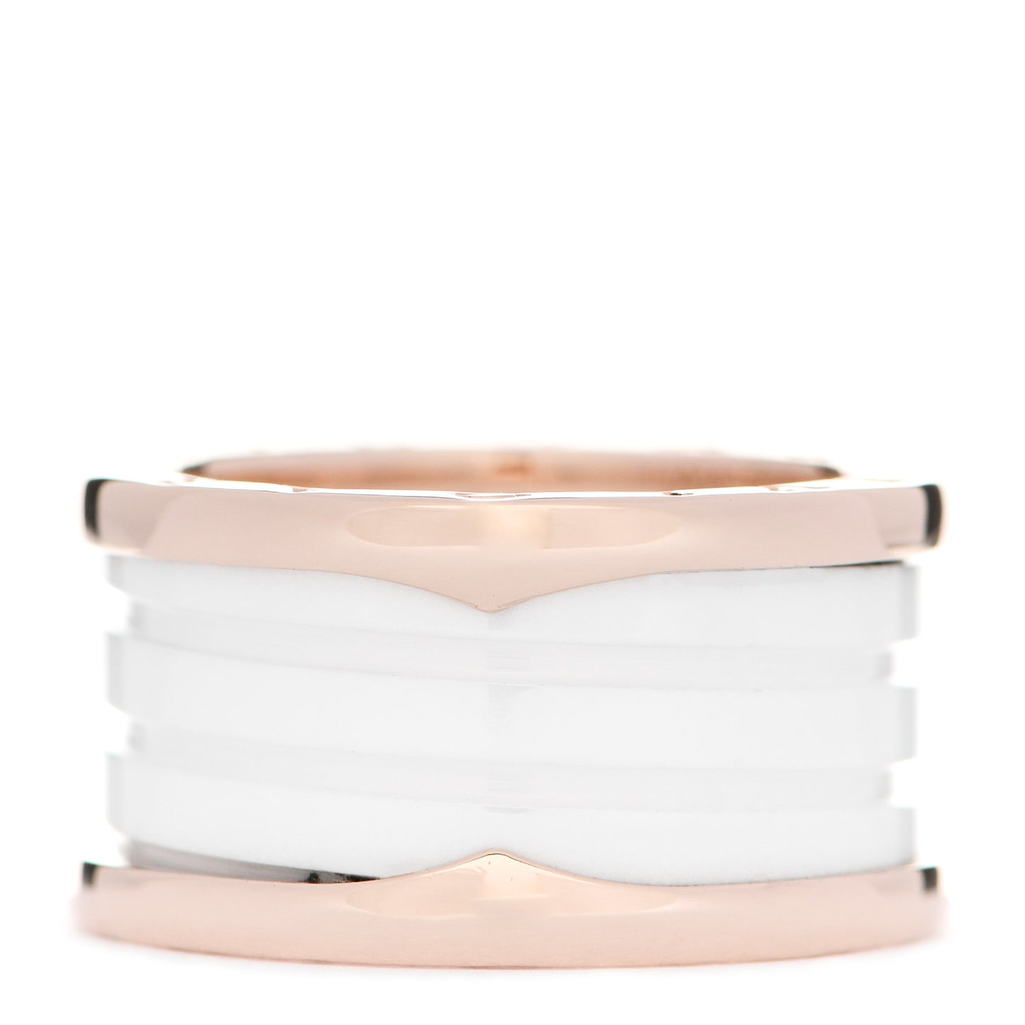 18K Rose Gold White Ceramic B.Zero1 Four-Band Ring 56 7.5