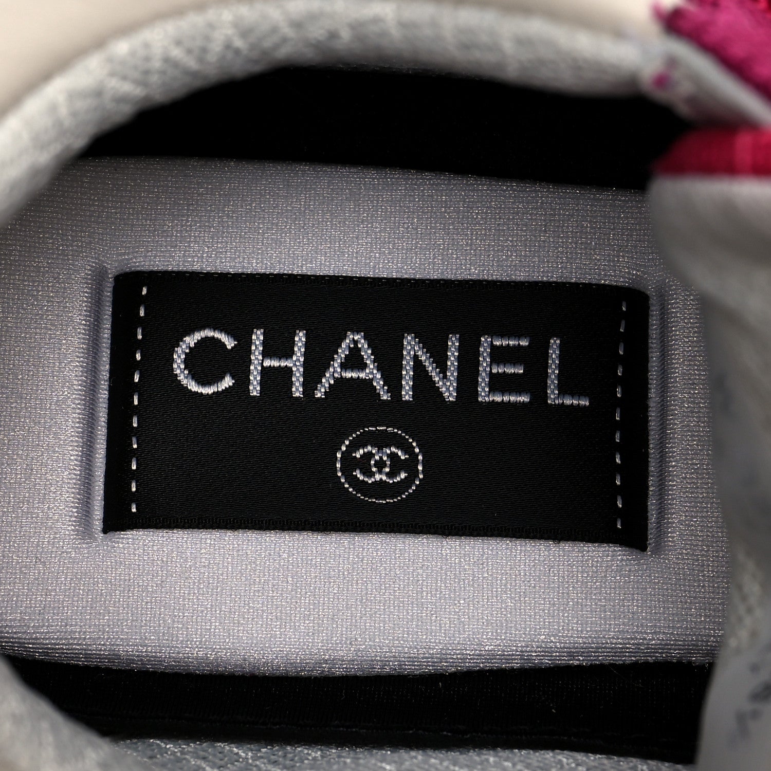 Chanel Mesh Suede Calfskin Grained Calfskin Womens CC Sneakers 38.5 Dark Pink Silver 6 of 8