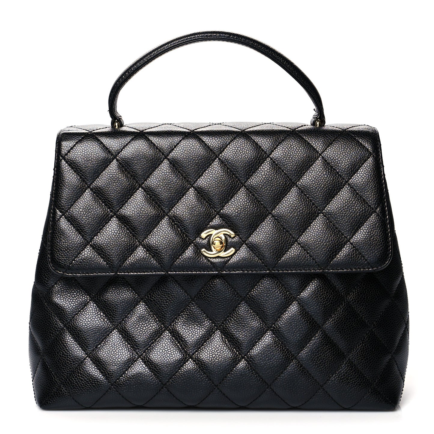 Caviar Quilted Jumbo Kelly Flap Black