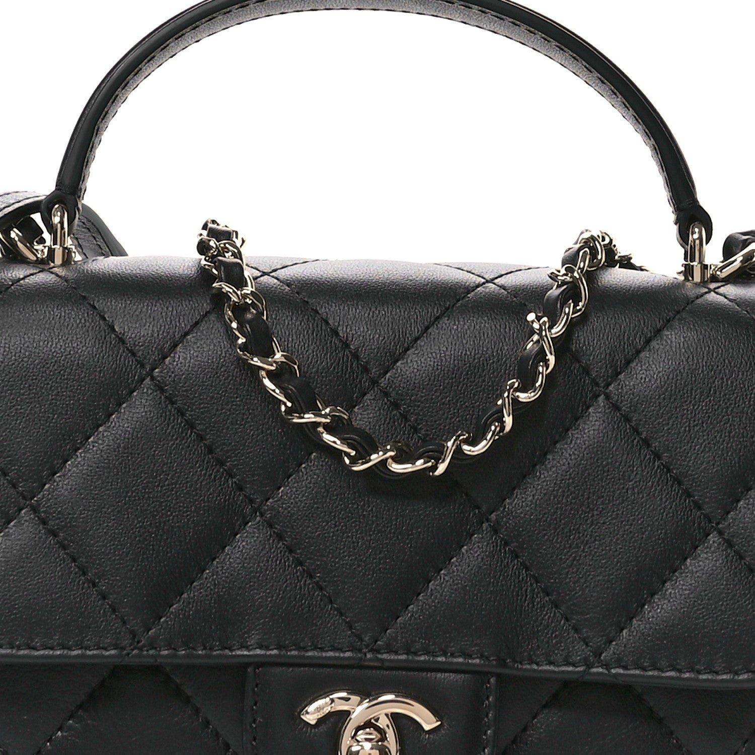 Chanel Calfskin Quilted Small Top Handle Flap Black 8 of 11