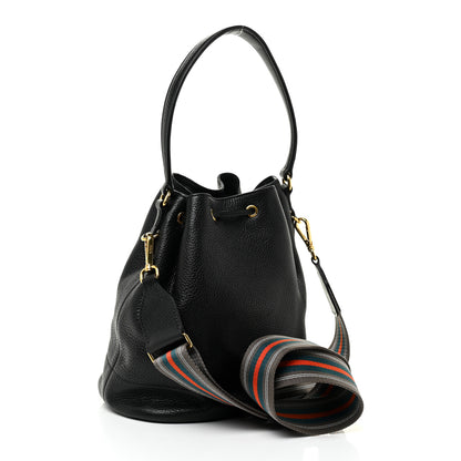 Prada Vitello Daino Drawstring Bucket Black 3 of 10