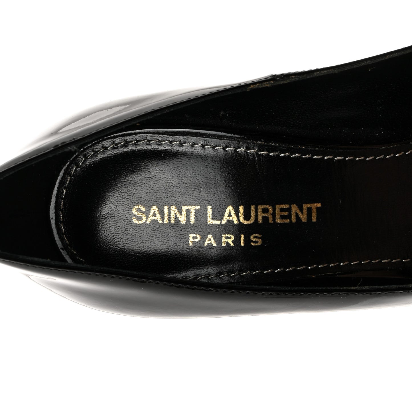 SAINT LAURENT Patent Calfskin Opyum 110 Sandals 35 Black
