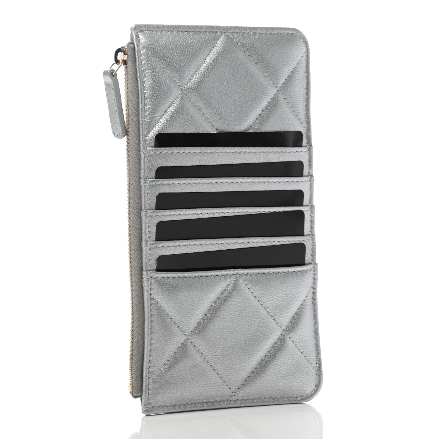 Chanel Lambskin Quilted Chanel 19 Phone and Card Holder Silver 3 of 7