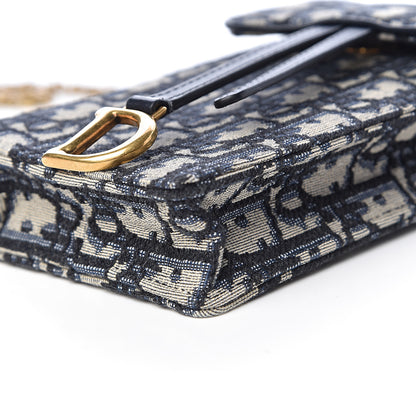 Christian Dior Oblique Saddle Chain Clutch Blue 8 of 10