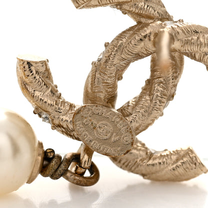 Chanel Pearl Crystal Twisted CC Drop Earrings Gold 4 of 4
