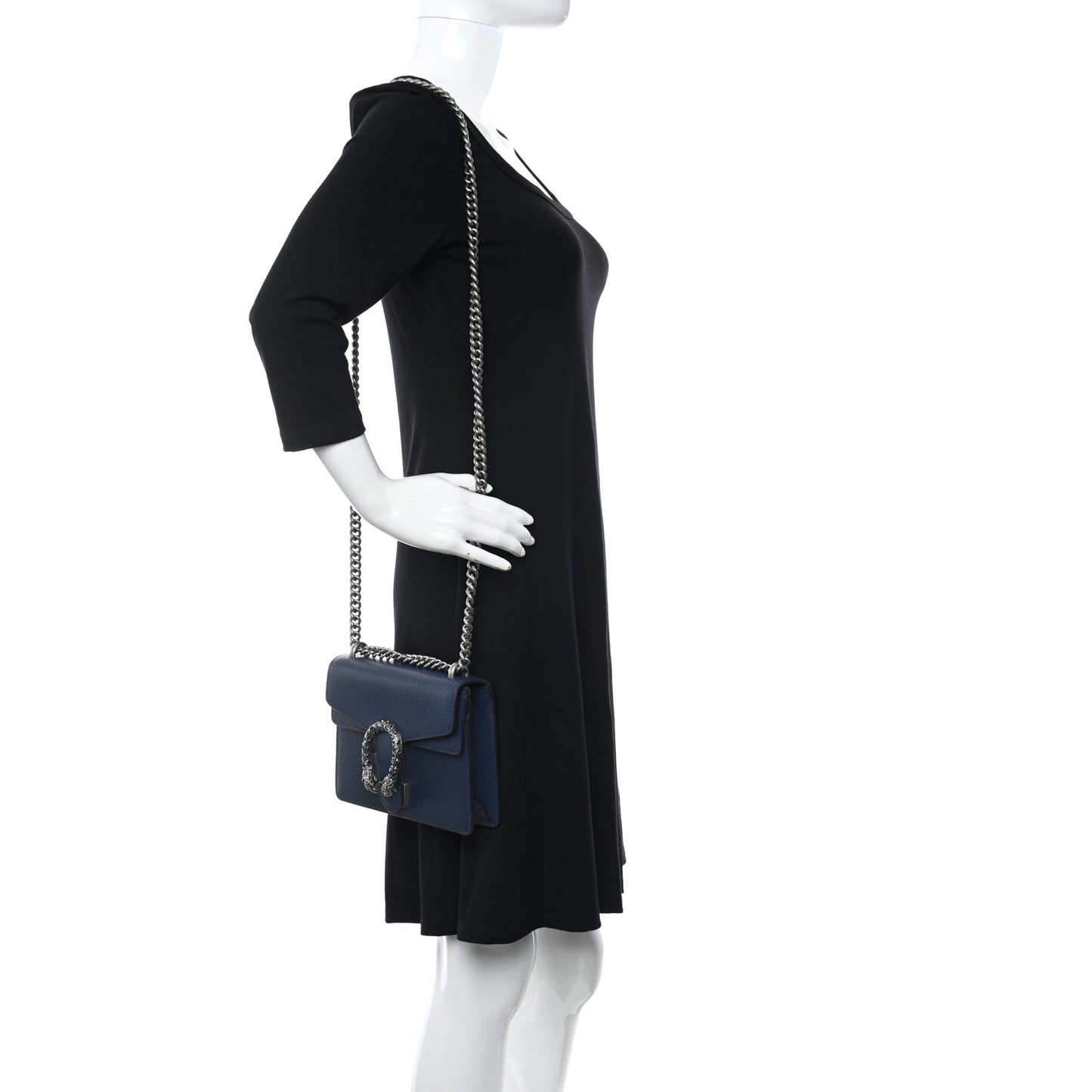 Dollar Calfskin Crystal Mini Dionysus Shoulder Bag Blue Agata Montana Sapphire