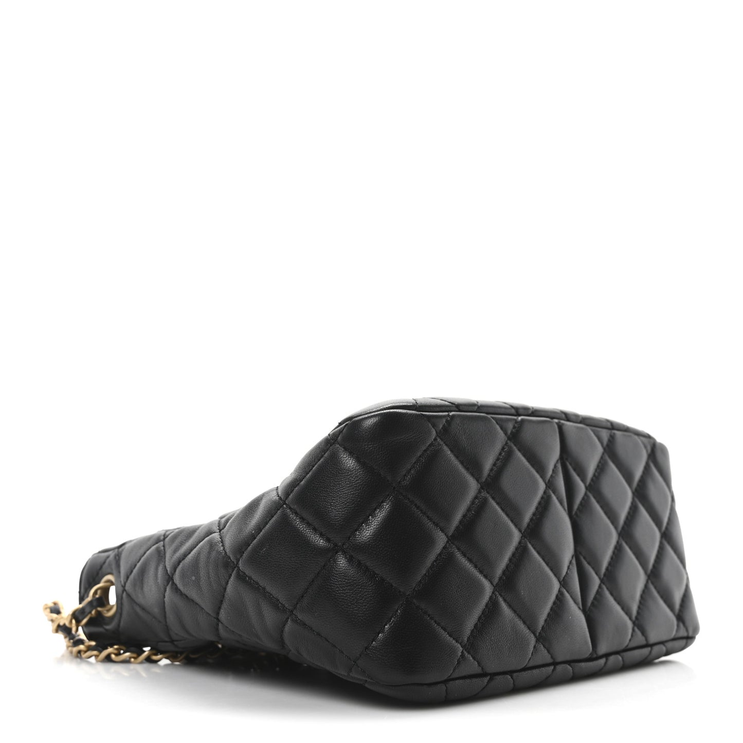 Lambskin Quilted Small Pearl Crush Hobo Black