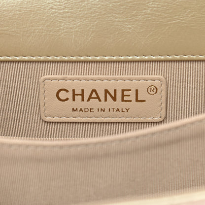 Chanel Iridescent Calfskin Quilted North South Boy Flap Beige 7 of 10