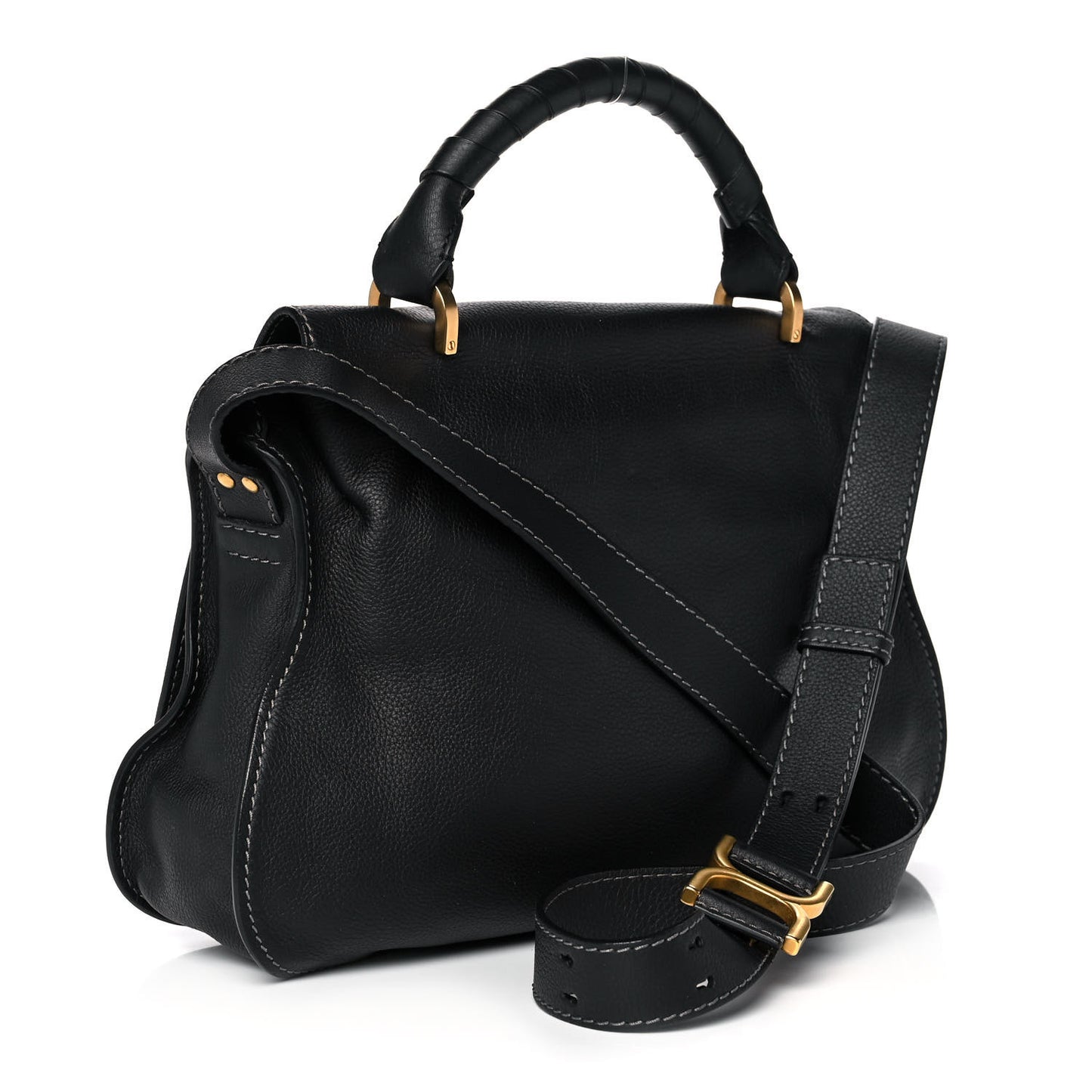 Calfskin Medium Marcie Top Handle Bag Black