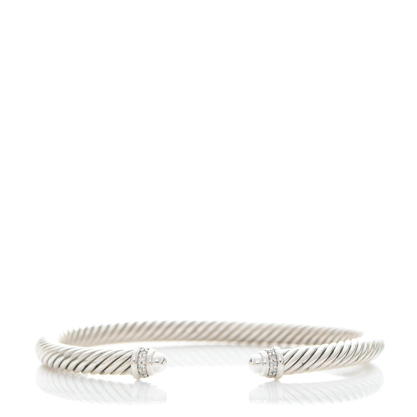 Sterling Silver Diamond 5mm Cable Classics Dome Bracelet
